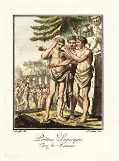 Lupercalia: Three Luperci, priests of the Lupercalia, ancient Rome