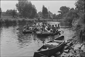 Paddlers: Luznice River, paddlers, raft, canoe