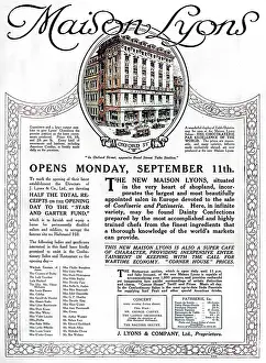 Patisserie: Lyons Corner House advertisement, 1916