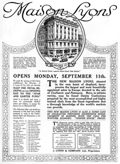 Patisserie: Lyons Corner House advertisement, 1916