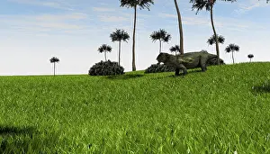 Dicynodont: Lystrosaurus in a grassy field