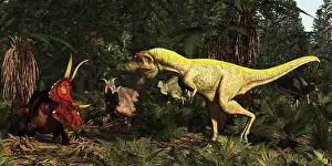 Cerapoda: Lythronax dinosaur confronts a Diabloceratops