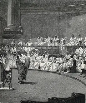 Catiline: MACCARI, Cesar (1840-1919). Cicero Denouncing