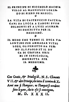 Diplomatist: Machiavelli, Niccolo, 3.5.1469 - 22.6.1527, Italian