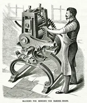 Coopers: Machine for bending the barrel hoops 1875
