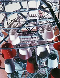 Heinz Zinram: A machine collects coloured yarn onto rolls