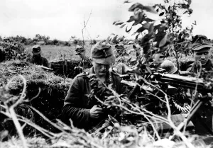 Mg 42: Machine gun position of a Luftwaffe field division on the