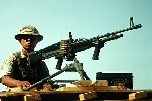 M 60: A machine gunner mans a 7.62mm M-60 machine gun