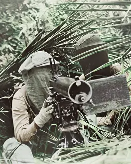 Unrecognizable: Machine gunners in the Caribbean area wearing