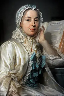 1753: Madame Ferrand meditating on Newton, 1753, by Maurice Quenti