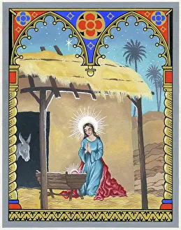 Adoring: Madonna adoring in the stable