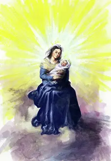 Navitity: Madonna and Child on a cloud