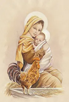 Tones: Madonna and Child with crowing cockerel