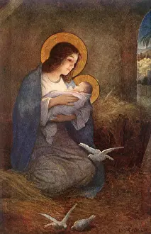Manger: Madonna, Child, Doves