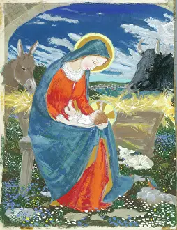 Navitity: Madonna and Child with ox and ass and lamb