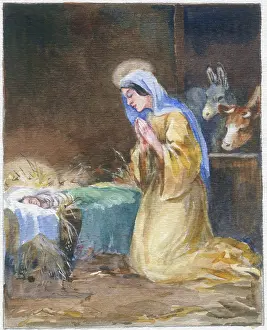 Orton: Madonna and Child, with ox and ass, in stable