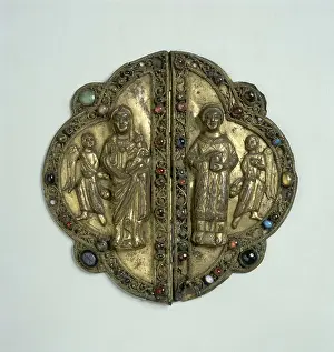 Brooch: Madonna and child with Saint Etienne