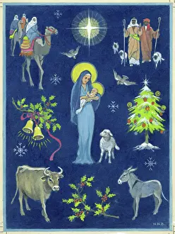 Navitity: Madonna and Child with shepherds and kings