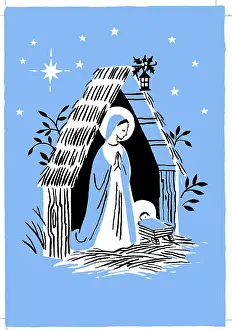 Two Colour: Madonna and Child in the stable