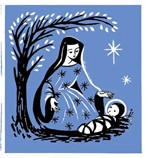 Brough: Madonna and Child ? under tree with stars