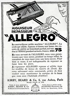 Allegro: Magazine Advertisement for Allegro razor sharpener