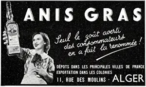 Gras: Magazine Advertisement for Anis Gras liqueur
