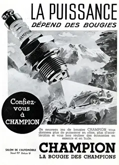 Spark: Magazine Advertisement for Champion spark plugs