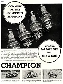 Spark: Magazine Advertisement for Champion spark plugs