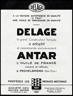 Antar: Magazine Advertisement for Delage and Antar