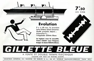 Razor: Magazine Advertisement for Gillette razor blades