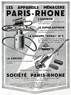 Cleaner: Magazine Advertisement for Paris-Rhone appliances