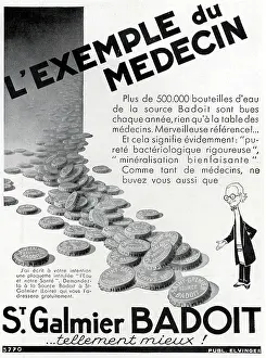 Tops: Magazine Advertisement for St Galmier-Badoit water