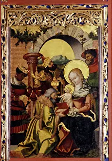 Gloriole: The Three Magi in front of the crib