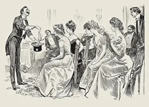 Hostess: Magician entertains Guests pulling Rabbit from Hat