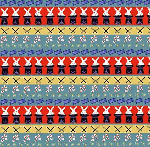 Rabbits: Magician's equipment repeating pattern design