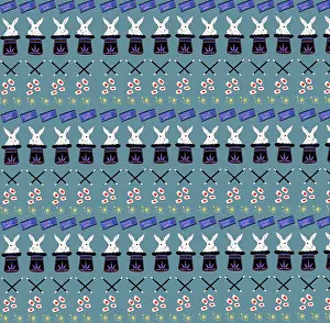 Rabbits: Magician's equipment repeating pattern design