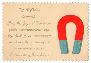 Magnets: Magnet with comic verse on a Christmas and New Year card