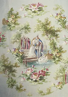 Bordering: Maiden and knight with flora border