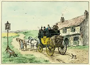 Stagecoach: Mail-coach entering an inn