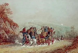 Guildford: Two mail coaches passing on the road