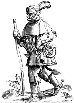 Mailman: mail / post, courier, German postman, woodcut
