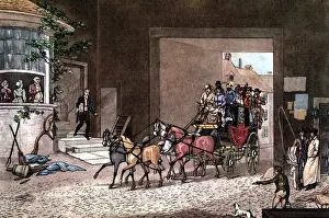 Stowaway: mail / post, mail coach, arrival of the coach