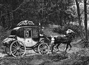 Couriers: mail / post, mail coach, coach in forest, after