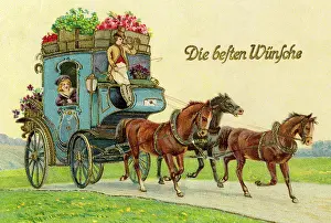 Biedermeier: mail, post, mail coach, lithograph, Germany