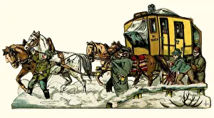 Postillion: mail, post, mail coach, winter, Germany, circa