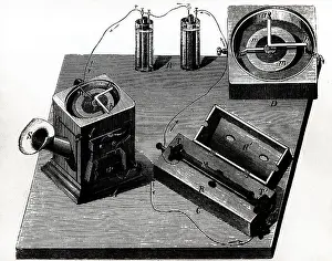 Reis: mail / post, Philipp Reis telephone, wood engraving