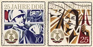 Pfennig: mail / post, postage stamps, 10 and 25 pfennig