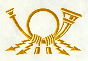 Embossing: mail / post, posthorn, emblem, German Post of