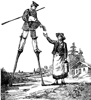 Mailman: mail / post, postman, with stilts, France