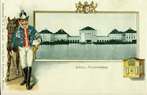 Nymphenburg: mail/post, postmen, Bavarian coachman, view of